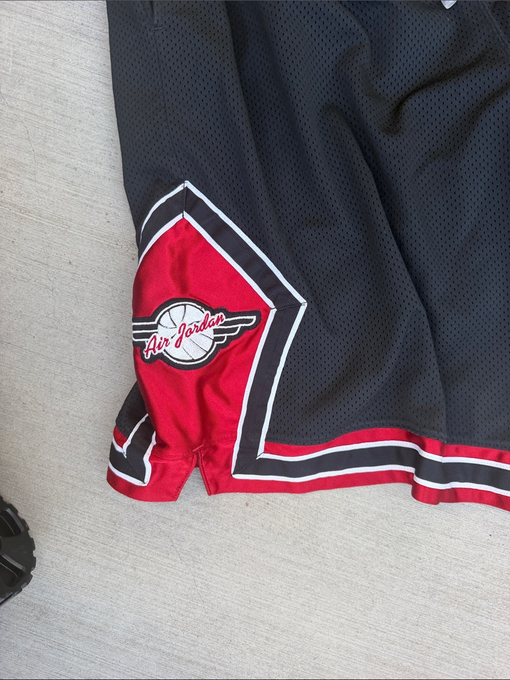 Jordan Black Basketball Shorts with Red & White Trim - Picture 3 of 4